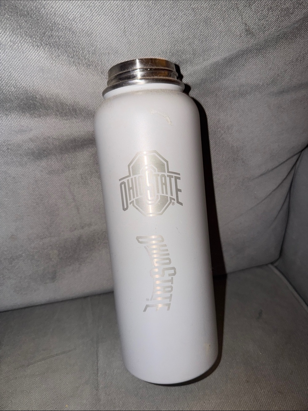 OHIO STATE BUCKEYE OSU White Stainless Steel Water Bottle